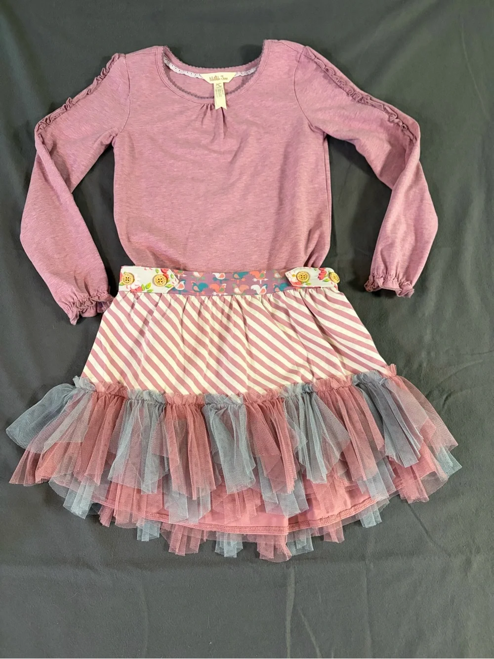 Matilda Jane Pink and Blue Layered Tulle Stripe Skirt Set